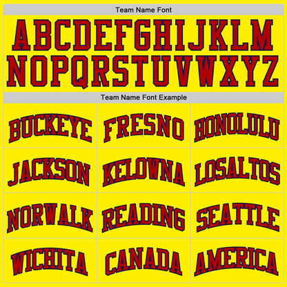 Custom Light Yellow Red-Navy Authentic Basketball Jersey