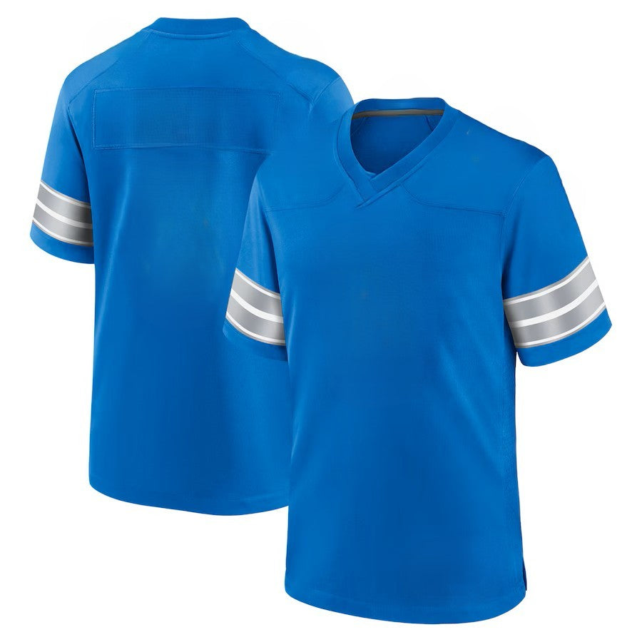 Custom Men's Lions Blue/Black/White Exact Replica Football Jersey