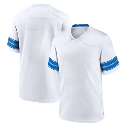 Custom Men's Lions Blue/Black/White Exact Replica Football Jersey