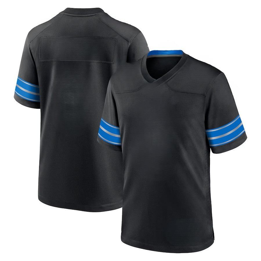 Custom Men's Lions Blue/Black/White Exact Replica Football Jersey