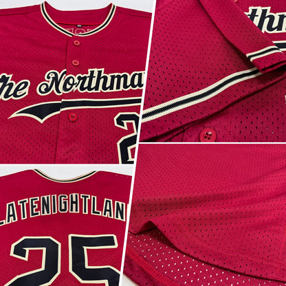 Custom Maroon Black-City Cream Mesh Authentic Throwback Baseball Jersey