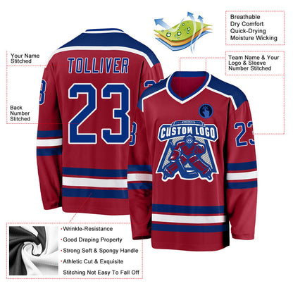 Custom Maroon Royal-White Hockey Jersey