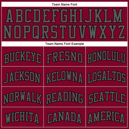 Custom Maroon Steel Gray-Black Authentic Throwback Basketball Jersey