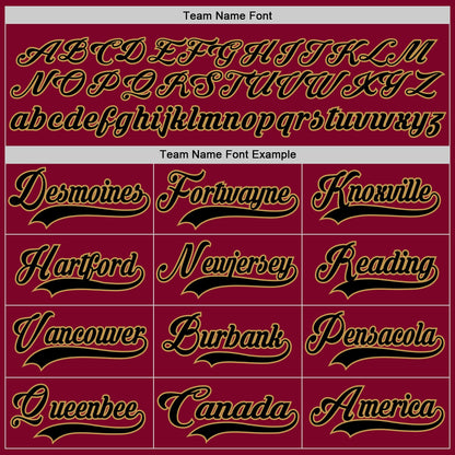 Custom Maroon Black-Old Gold Hockey Lace Neck Jersey