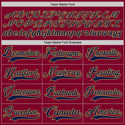 Custom Maroon Navy-Old Gold Hockey Jersey