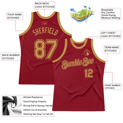 Custom Maroon Old Gold Authentic Throwback Basketball Jersey