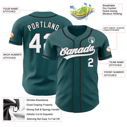 Custom Midnight Green White Gray-Black Authentic Baseball Jersey