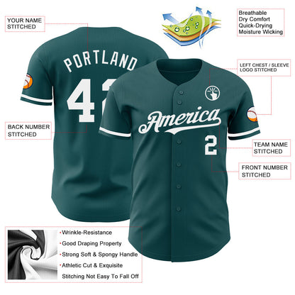 Custom Midnight Green White Authentic Baseball Jersey