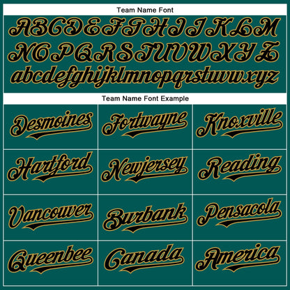 Custom Midnight Green Black-Old Gold Authentic Baseball Jersey