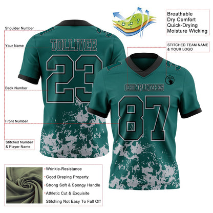 Custom Midnight Green Gray-Black Splash Mesh Authentic Football Jersey