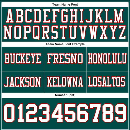 Custom Midnight Green White-Red Mesh Authentic Football Jersey