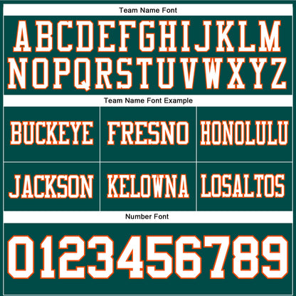 Custom Midnight Green White-Orange Mesh Authentic Football Jersey