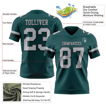 Custom Midnight Green Gray-Black Mesh Authentic Football Jersey