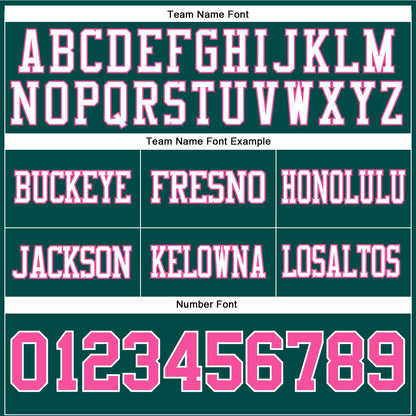 Custom Midnight Green Pink-White Mesh Authentic Football Jersey