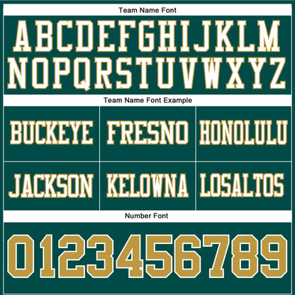 Custom Midnight Green Old Gold-White Mesh Authentic Football Jersey