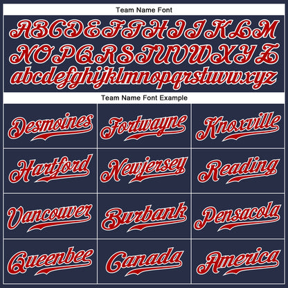 Custom Navy Red-White Authentic Sleeveless Baseball Jersey