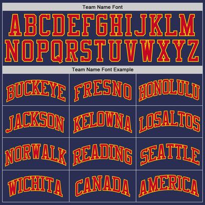 Custom Navy Red-Gold Authentic Throwback Basketball Jersey
