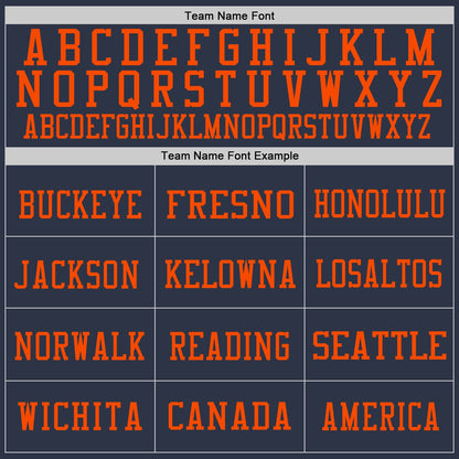 Custom Navy White-Orange Mesh Authentic Football Jersey