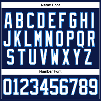 Custom Navy White-Powder Blue Hockey Lace Neck Jersey