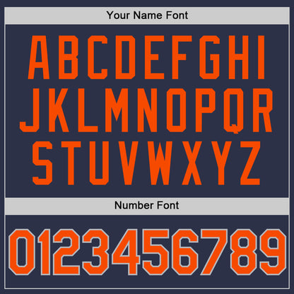 Custom Navy Orange-Gray Authentic Throwback Baseball Jersey