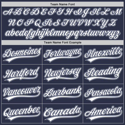 Custom Navy White-Gray Authentic Throwback Baseball Jersey