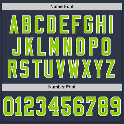 Custom Navy Neon Green-White Mesh Authentic Throwback Football Jersey