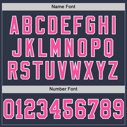 Custom Navy Pink-White Mesh Authentic Throwback Football Jersey