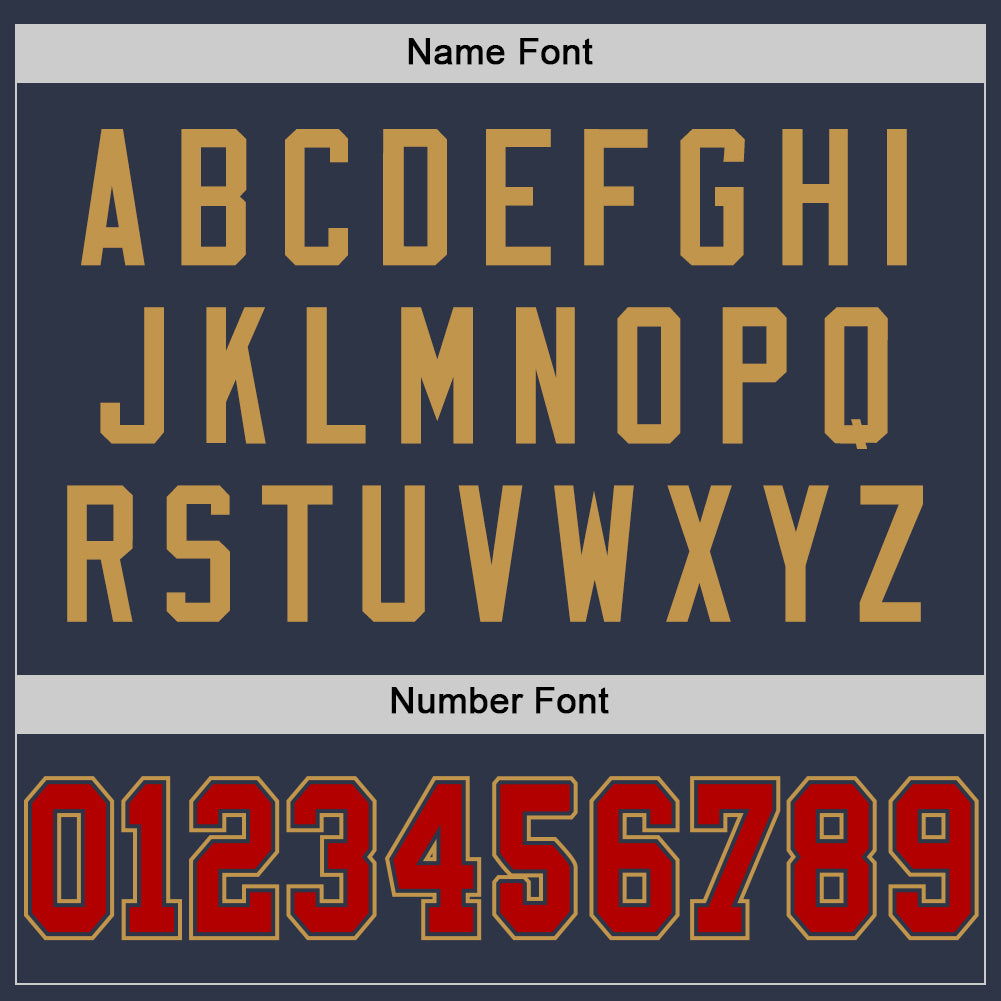 Custom Navy Red-Old Gold Mesh Authentic Throwback Football Jersey