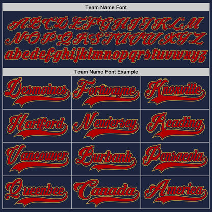 Custom Navy Red-Old Gold Hockey Lace Neck Jersey