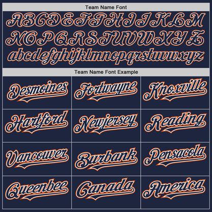 Custom Navy White-Orange Authentic Baseball Jersey