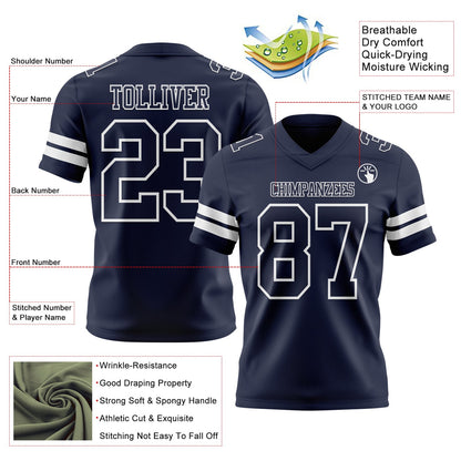 Custom Navy White Mesh Authentic Football Jersey