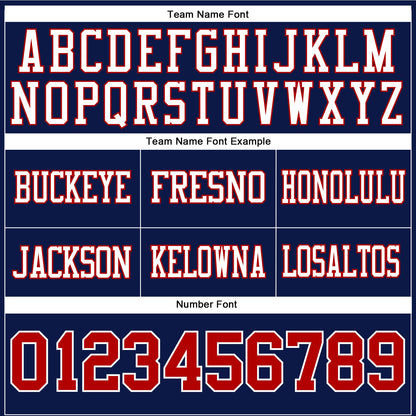 Custom Navy Red-White Mesh Authentic Football Jersey