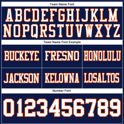 Custom Navy White-Orange Mesh Authentic Football Jersey