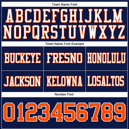 Custom Navy Orange-White Mesh Authentic Football Jersey