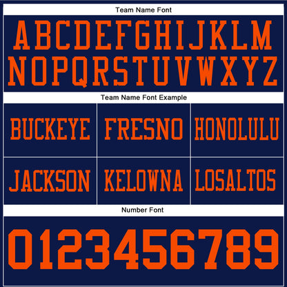 Custom Navy Orange Mesh Authentic Football Jersey