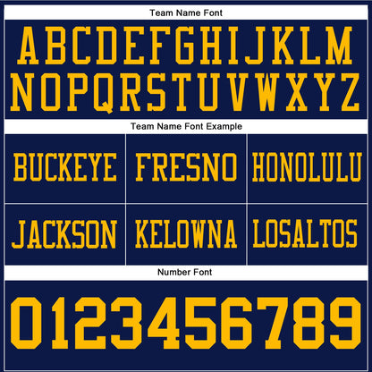 Custom Navy Gold Mesh Authentic Football Jersey