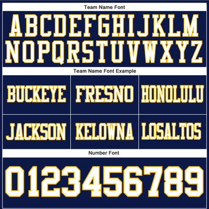 Custom Navy White-Gold Mesh Authentic Football Jersey