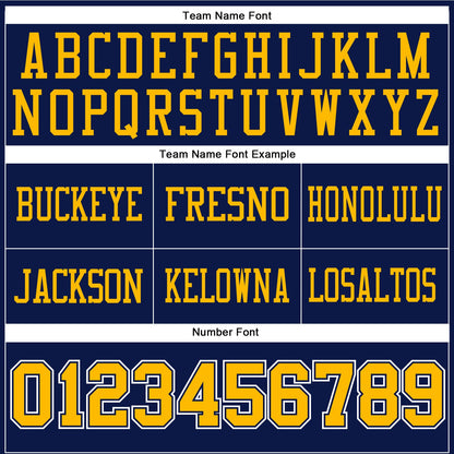 Custom Navy Gold-White Mesh Authentic Football Jersey