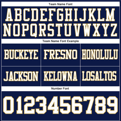 Custom Navy White-Old Gold Mesh Authentic Football Jersey