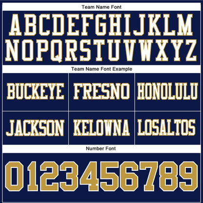 Custom Navy Old Gold-White Mesh Authentic Football Jersey