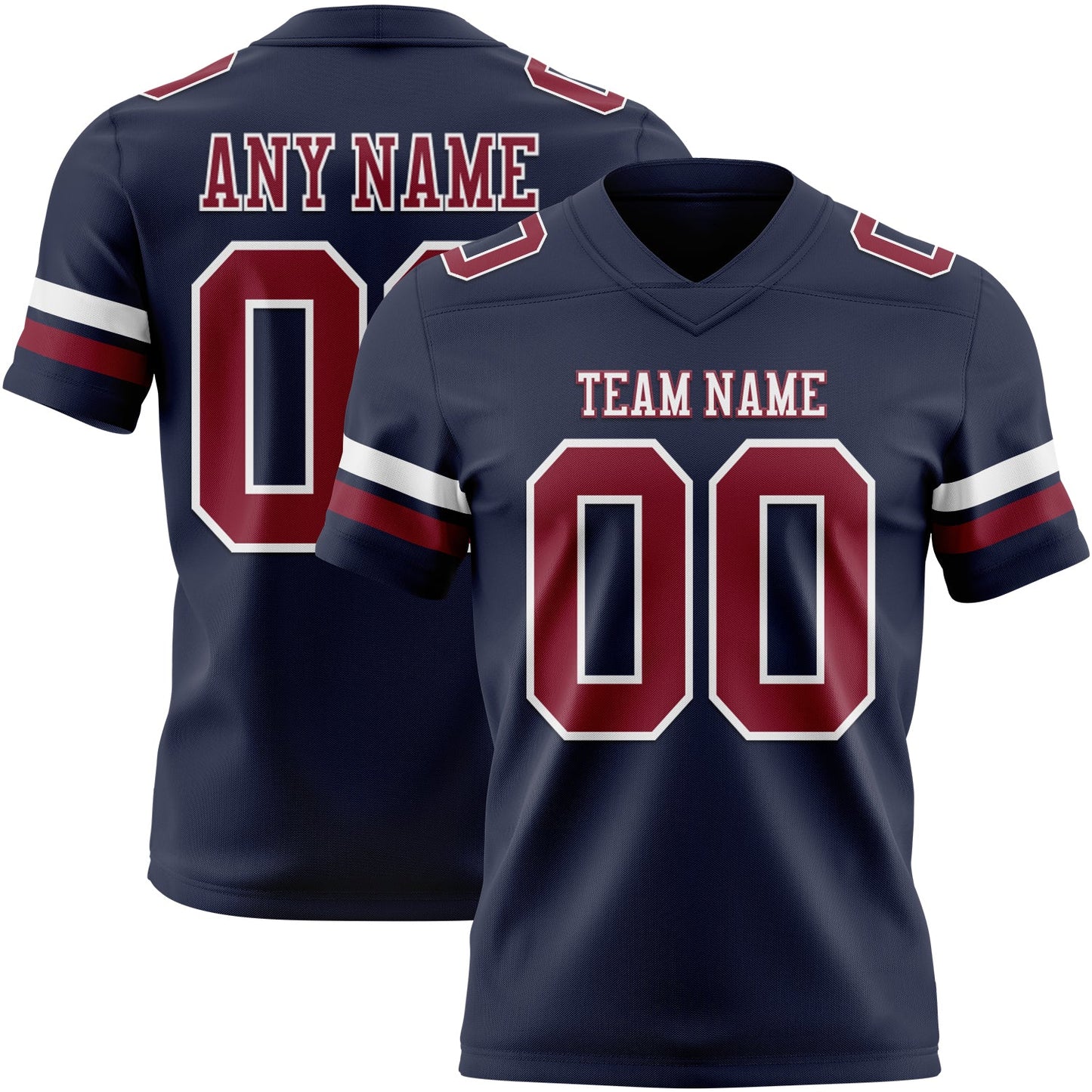 Custom Navy Crimson-White Mesh Authentic Football Jersey