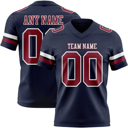 Custom Navy Crimson-White Mesh Authentic Football Jersey