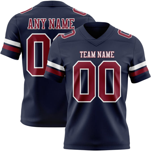 Custom Navy Crimson-White Mesh Authentic Football Jersey