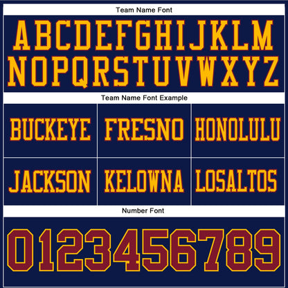 Custom Navy Crimson-Gold Mesh Authentic Football Jersey
