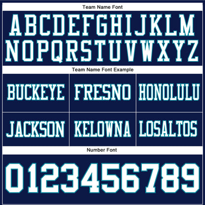 Custom Navy White-Teal Mesh Authentic Football Jersey