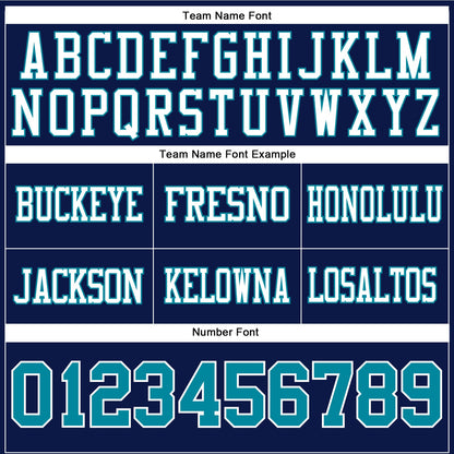 Custom Navy Teal-White Mesh Authentic Football Jersey