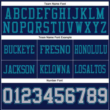 Custom Navy Gray-Teal Mesh Authentic Football Jersey