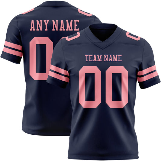 Custom Navy Medium Pink Mesh Authentic Football Jersey