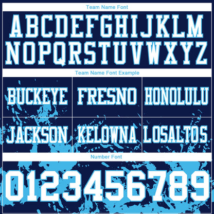 Custom Navy White-Sky Blue Splash Mesh Authentic Football Jersey