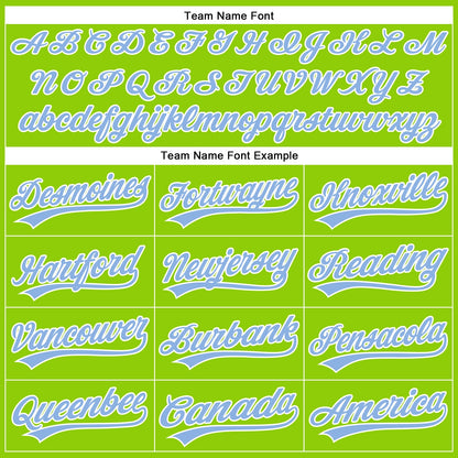 Custom Neon Green Light Blue-White Authentic Baseball Jersey